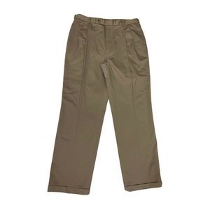 Jos A Bank Travelers Collection Size 38x32 Khaki  Pleated Cuffed Dress Pants